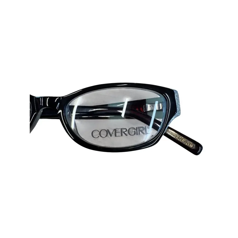NEW Deadstock Y2k Covergirl black and blue striped rectangle Glasses